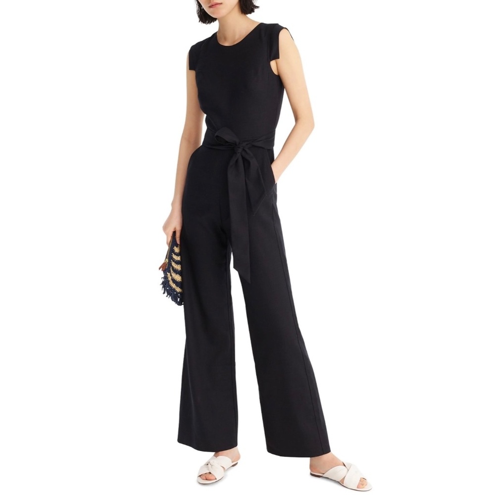 New! J.Crew Resume Jumpsuit in Stretch Crepe, Black, Petite 4